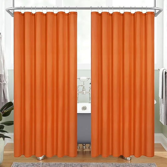 MitoVilla 2 Pack Orange Fabric Shower Curtain Liner - 72" W x 72" H, Burnt Orange Shower Curtain or Liner for Modern Neutral Hotel Bathroom Decor, Waterproof Cloth & Hotel Quality
