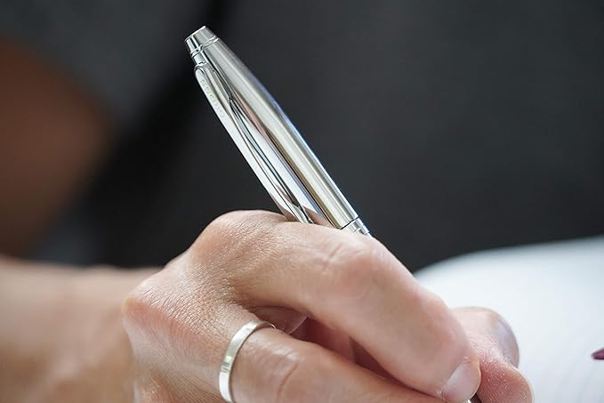 Cross Calais Polished Chrome Ballpoint Pen - High-End Pen for Everyday Use - Professional Desk Essential - Smooth Writing - Durable Construction - Black Ink - Gift Box Included