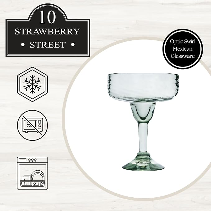 10 Strawberry Street Optic Swirl Mexican Glassware, Margarita, Set of 6