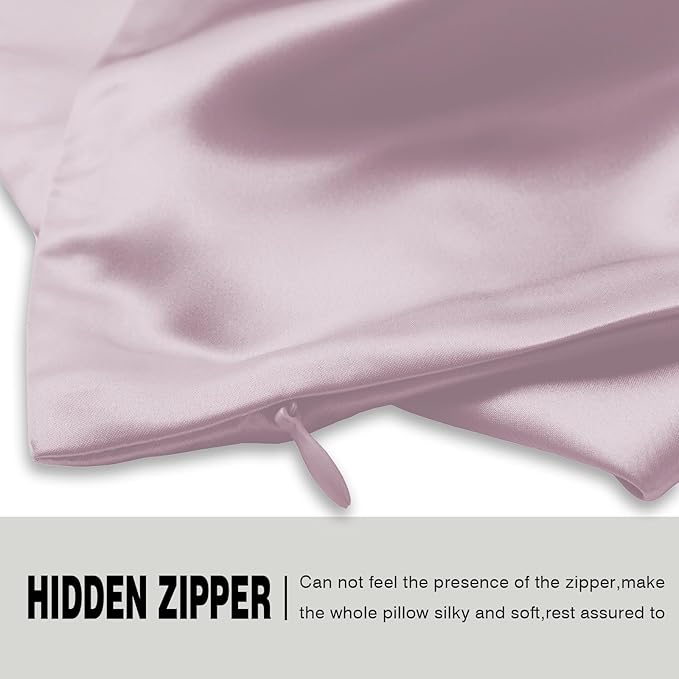 Mulberry Silk Pillowcase for Hair and Skin Standard Size 20"X 26" Pillow Case with Hidden Zipper Soft Breathable Smooth Cooling Silk Pillow Covers for Sleeping (Lavender,Standard,1Pcs)