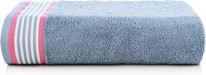 CASA COPENHAGEN He & She 2Pcs 100% Egyptian Cotton Large Designer Bathsheet Towels Gift Set- Dusty Blue - Pink, 550GSM, 35"x70" 2Bath Sheet Towels for Bathroom Set for Women & Men