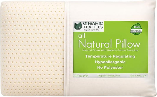 OrganicTextiles Natural Latex Pillow with Organic Cotton Cover (King Size, Soft), GOTS Certified, Bed Pillow for Sleeping, Neck Pain Relief Help, Head Support, for Side Back Stomach Sleeper