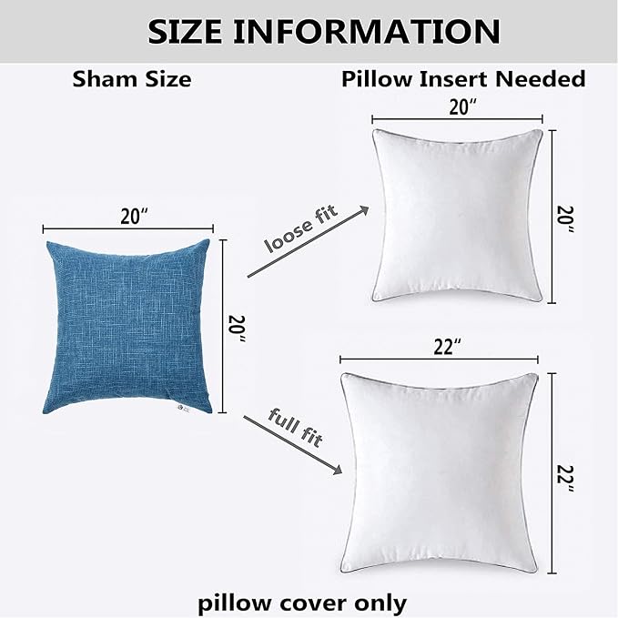Kevin Textile Decorative Square Throw Pillow Covers Set Cushion Case for Sofa/Bedroom/Car, Set of 2, 20x20 inch, Navy Blue