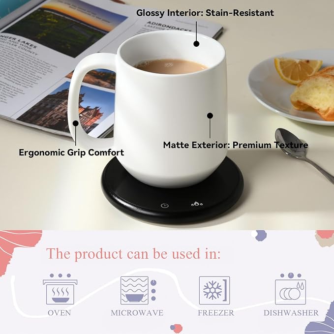 Miicol 16 oz Large Ceramic Coffee Mug, Tea, Mulled Drinks Cup, Gift for Office Staff or Home Using, Microwave and Dishwasher Safe, Frosted Surface, White