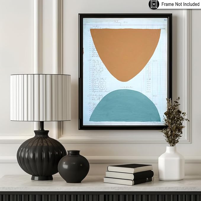 Monem Art Abstract Ledger Paper Geometric Print - Modernist Organic Shapes Art Poster - Wall Decor for Office, Living Room or Studio - 24x32 Unframed Wall Art by Renee Stramel