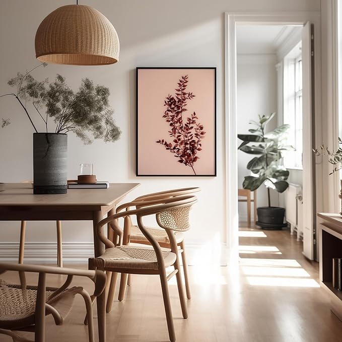 Monem Art Dried Red Botanical Branch Print - Minimalist Boho Nature Poster - Wall Decor for Living Room, Bedroom or Office - 18x24 Unframed Wall Art by Mareike Bohmer
