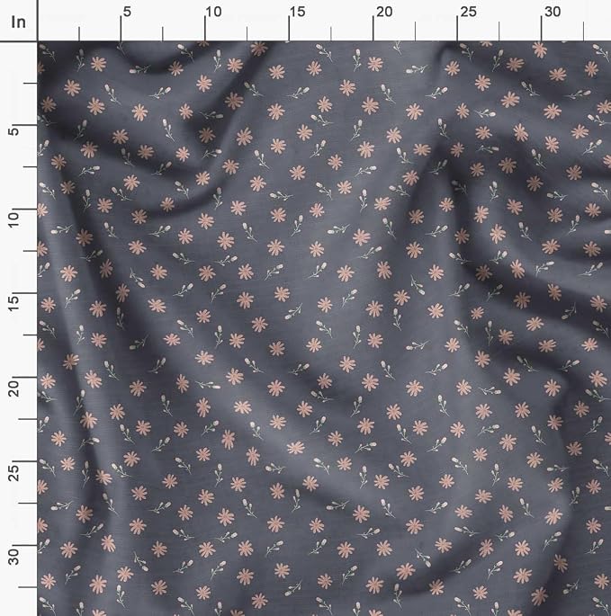 Soimoi Floral Print - Gray, Premium Cotton Cambric Fabric - Medium Weight Material for Quilting, Kurtis, Blouse, Kids Clothing, Tunic, Curtains - 42" Inch Wide, 1 Yard