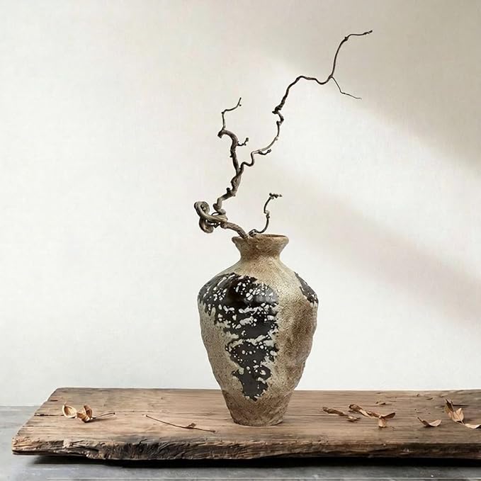 Rusty Vase,Rustic Ceramic Vase,Farmhouse Antique Pottery Vases,Wabi Sabi Decorative Vases for Living Room Decor,Centerpieces,Bedroom, Bathroom (Tall)