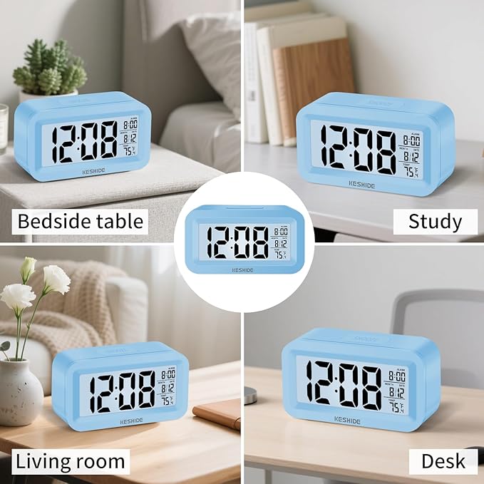Travel Digital Alarm Clock,Battery Operated with Backlight, Indoor Temperature, Desk Small Clock,Snooze Model,12/24H Display for Bedrooms Heavy Sleepers Kids Travel Bathroom