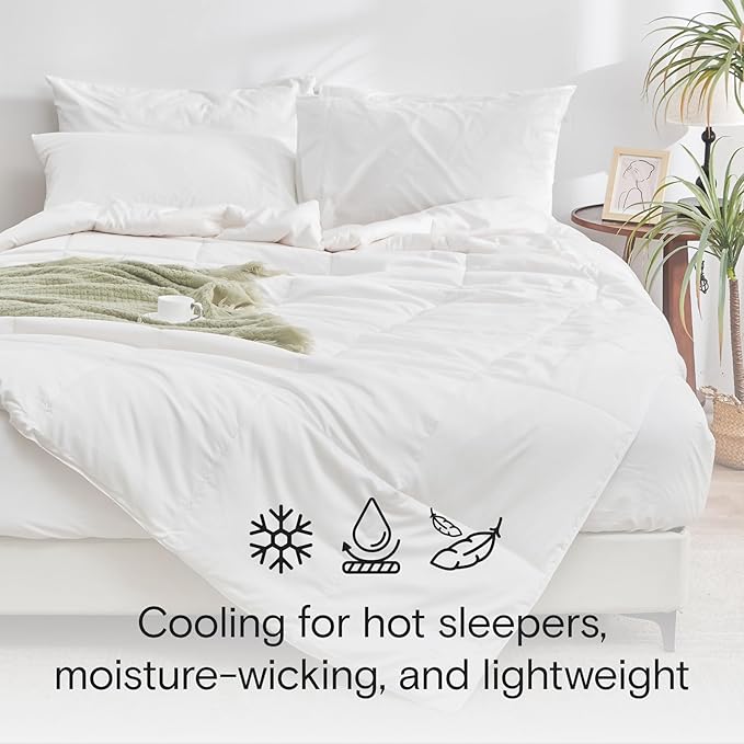 DOZ All Season Cooling Comforter, 100% Viscose Derived from Bamboo, Breathable, Lightweight, Soft, Down Alternative Duvet Insert, 8 Loops, 106"x90" (King/Cal King)