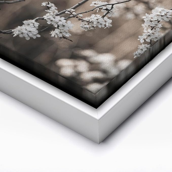 Monem Art Cherry Blossom Branch Photography Print - Moody Botanical Nature Art Poster - Wall Decor for Living Room, Bedroom or Office - 16x20 White Framed CANVAS Wall Art by Mareike Bohmer