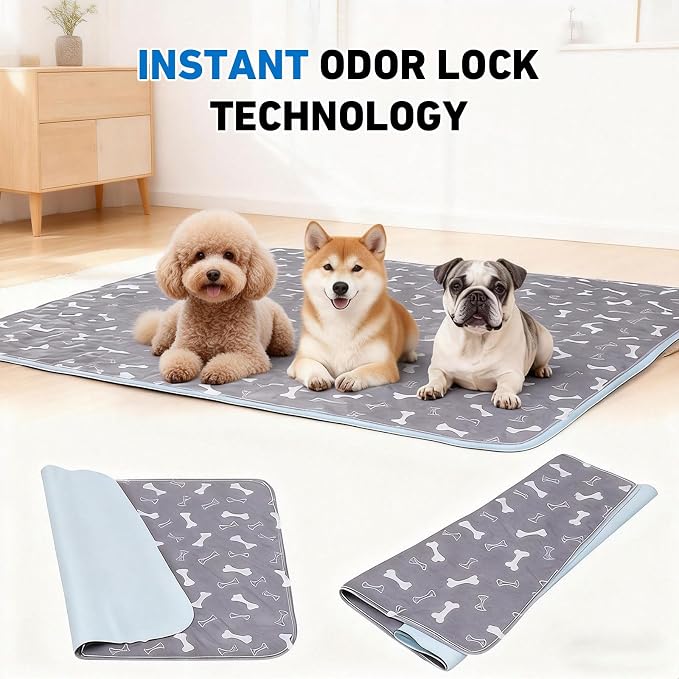 Puppy Pads with Pheromones,Washable Puppy Pee Pads for Dogs,Reusable Puppy Pads Washable for Dogs & Cats, Washable,Durable Leak-Proof & Anti-Slip Pet Training Pads for Home & Trave(Gray+Brown-2,L)