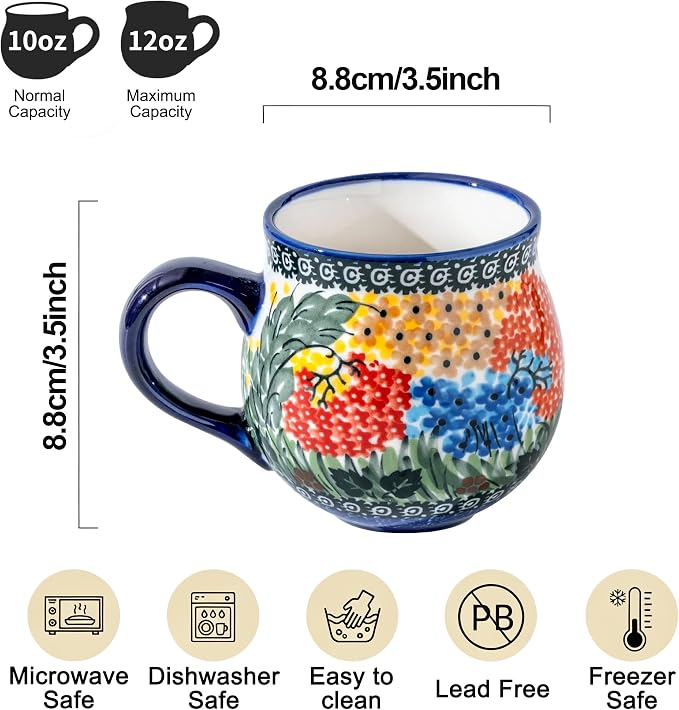 ALMA 12oz Handmade Ceramic Coffee Mug | Microwave & Dishwasher Safe, Great for Breakfast Nook, Dining Tea Station, Ideal for Coffee Tea Lovers & Girls
