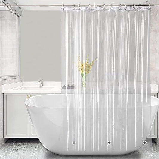 Clear Shower Curtain Liner 76 inches Long with 6 Magnets, PEVA Lightweight Plastic Waterproof Extra Long Shower Liner 72x76 Inch Length for Bathroom