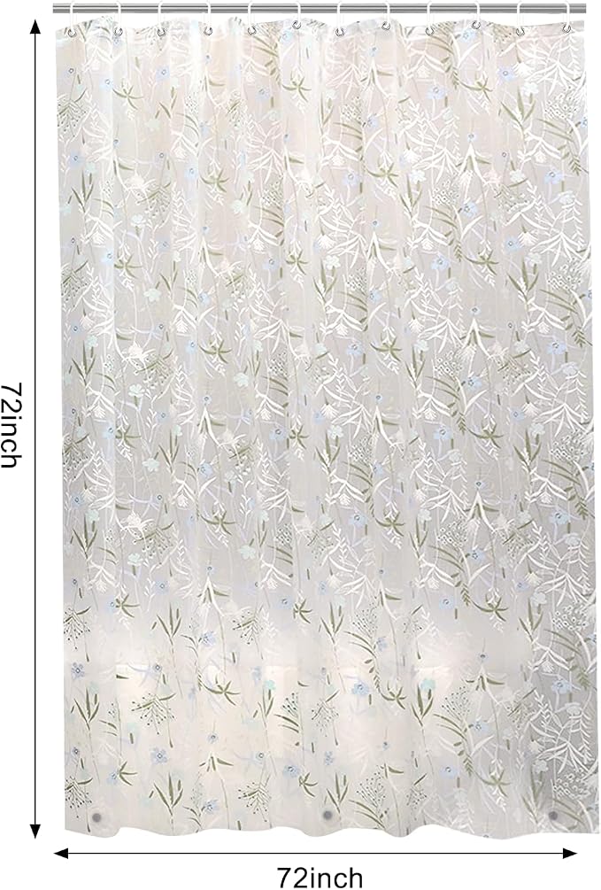 PEVA Shower Curtain, Water Repellent Premium Bathroom Shower Curtain with 3 Magnetic Weights for Shower Stall, Bathtubs