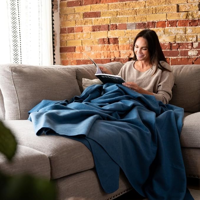 Arcturus Bighorn 100% Virgin Wool Blanket | Heirloom-Quality Wool Bedding for Home & Cabin | Warm, Thick & Durable (Queen Size, Steel Blue)