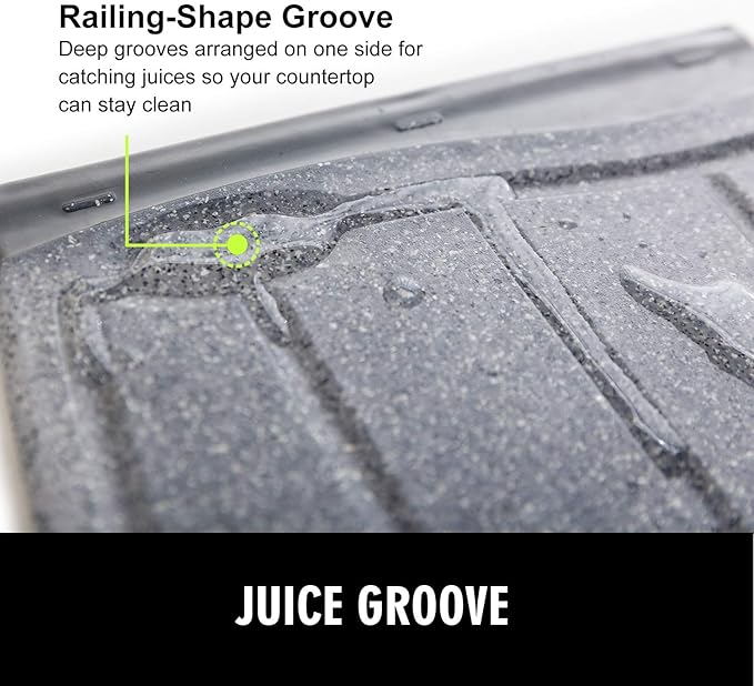 Kitchen Cutting Board 2 Pack Set with Multiple Juice Grooves! Non-Slip Plastic Cutting Board with Easy Grip Handle, BPA Free, Non-Porous, Dishwasher Safe (S + L)