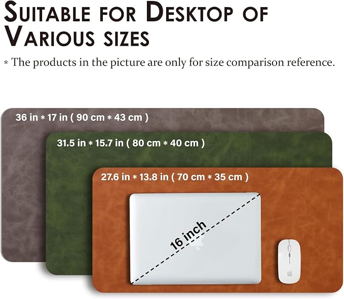 Distressed Leather Desk Mat - Non-Slip PU Desk Pad for Office and Home - Desk Organization and Accessories - Ideal for Large Mouse Pad and Desk Mats on Top of Desks(Sandstone,27.6"x 13.8")