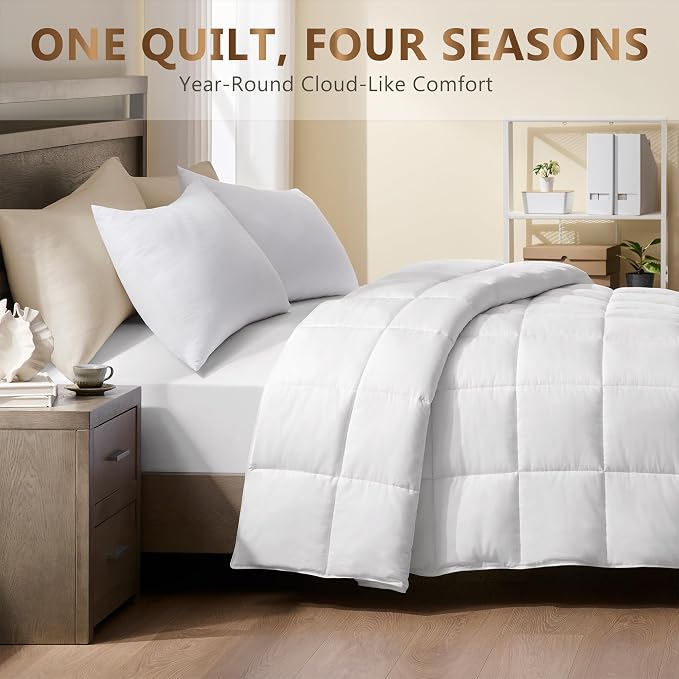 ACCURATEX Lightweight Duvet Insert Oversized King, Cotton Shell, 120x98 | Sateen Weave, 250GSM Thin Down Alternative Comforter, Ultra-Soft & Breathable, 8 Tabs, Machine Washable