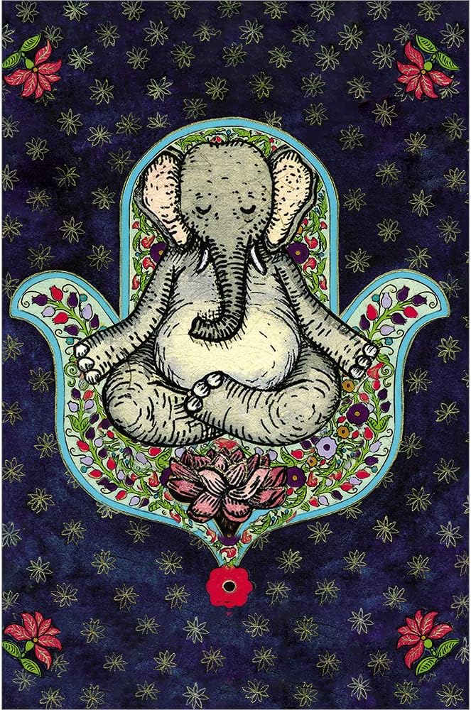 Tree-Free Greetings - All Occasion Cards - Artful Designs - 12 Greeting Cards + White Envelopes - Made in USA - 100% Recycled Paper - 4 x 6 - Meditating Elephant (FS54549)