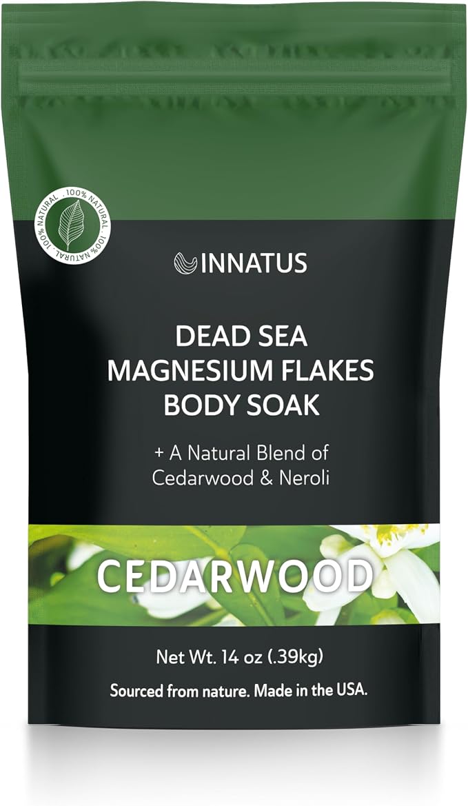Pure Dead Sea Magnesium Flakes Clarity Soak – Relaxing & Replenishing 14oz Bath Soak – Infused with Infused with Natural Oils for Muscle Recovery (Cedarwood)