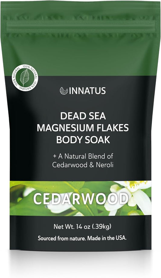Pure Dead Sea Magnesium Flakes Clarity Soak – Relaxing & Replenishing 14oz Bath Soak – Infused with Infused with Natural Oils for Muscle Recovery (Cedarwood)