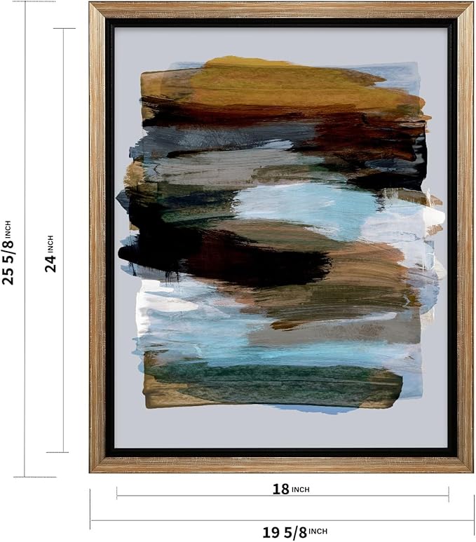 Monem Art Abstract Earth Tone Brushstroke Print - Modern Painterly Art Poster - Wall Decor for Living Room, Bedroom or Office - 18x24 Silver Framed CANVAS Wall Art by Mareike Bohmer