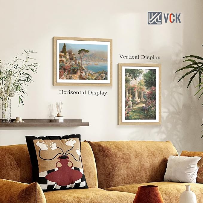 VCK 18x24 Poster Frame Set of 4 - Oak, Gallery-Quality Wood Picture Frames, 1.1-Inch Wide Border, Polished Plexiglass, Vertical or Horizontal Wall Display for Photo/Art/Prints, Natural Oak