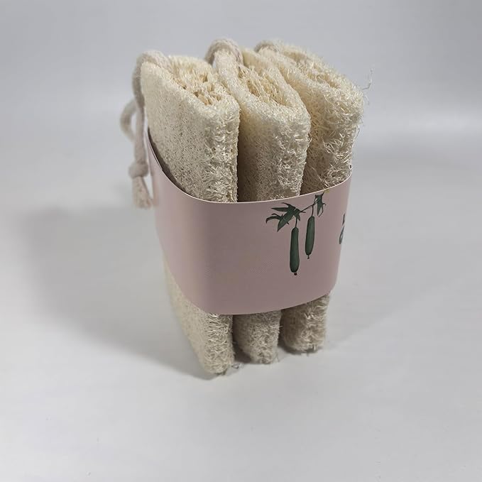 Natural Shower Loofah Sponge Set 3 Pack,Exfoliating Body Scrubbers,Organic Shower Loofahs for Body Daily Skin Back and Face Care Bath