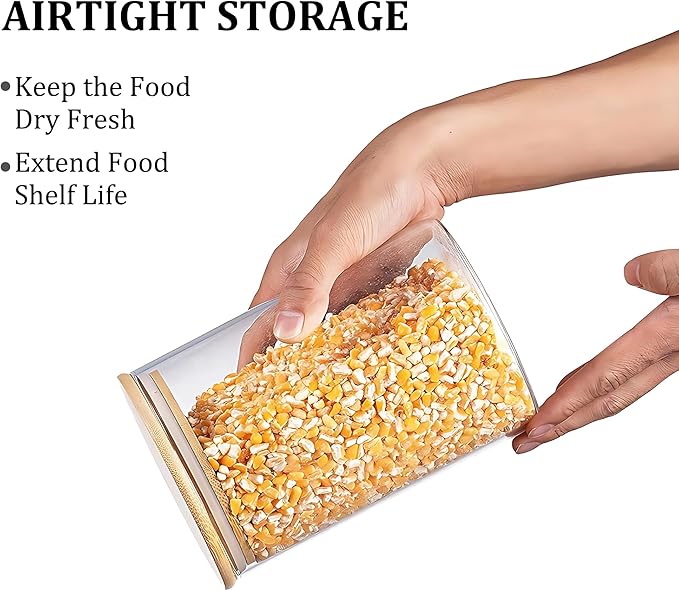 YMMIND Glass Food Storage Jars Set of 3 with Bamboo Lid Airtight Glass Storage Canister, Square Kitchen Clear Food Storage Container Jar, for Pasta, Coffee, Cookies, Nuts, Cereal, Oats, Flour