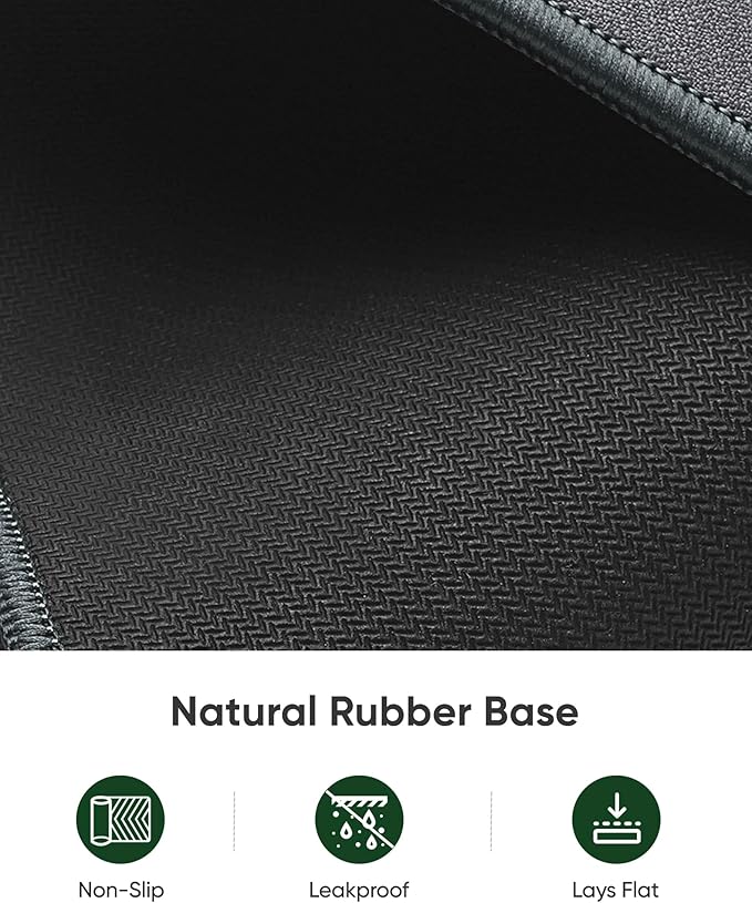 ALOANES Gray Waterproof Desk Mat, Large, with Extended Mouse Mat, Office Desk Protector with Anti-Slip Base, Stitched Edge, Grain Jacquard Surface, Perfect for Gamer, Home, XL,11.81"x27.56"x0.12'