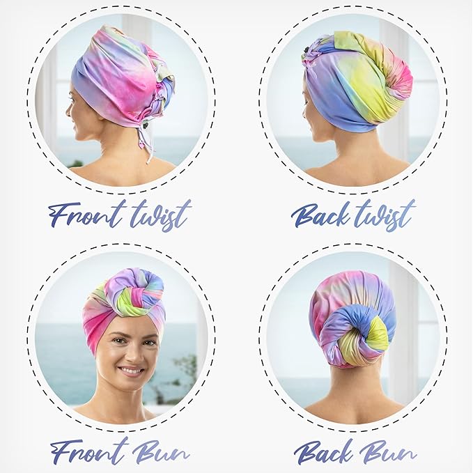 Microfiber Hair Towel Wrap for Women – Large Fast Drying Hair Towel with Patented Clip – Anti-Frizz, Super Absorbent, Silky Smooth Microfiber – Plopping Hair Wrap for Curly, Wavy & Straight Hair