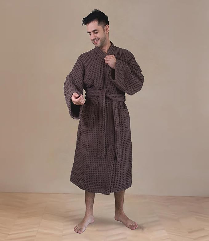 Luxury Organic Japanese Cotton Hotel & Spa Waffle Bathrobe for Men and Women (Hooded/Kimono)