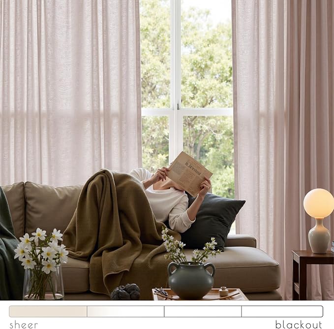 jinchan Extra Wide 100 Inch Linen Curtain for Patio Sliding Glass Door Room Divider Farmhouse Grommet Top Light Filtering Window Drape for Bedroom Floor to Ceiling Window 100x108 Taupe 1 Panel