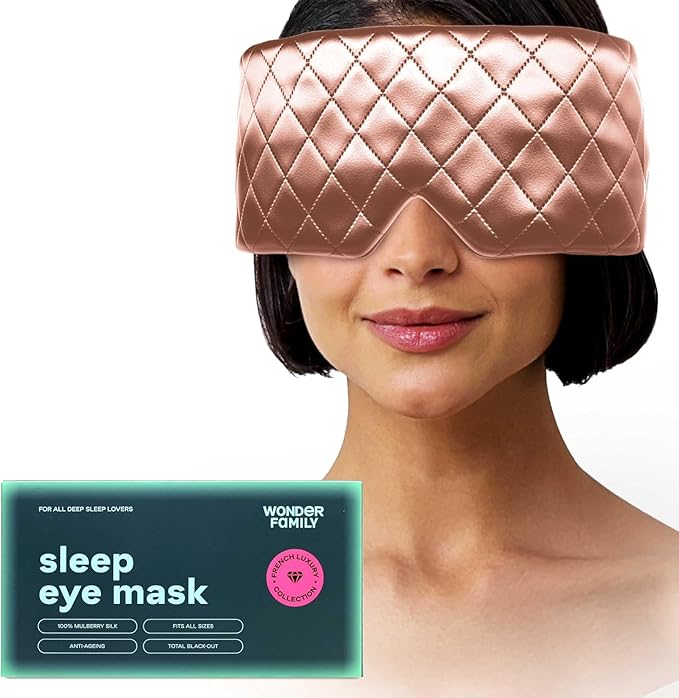 100% Mulberry Silk Sleep Mask – Total Blackout Eye Mask for Sleeping, Adjustable No-Snag Velcro Strap, Lightweight & Gentle on Skin & Hair, Travel-Ready – Rose – Mothers Day Gift for Mom & Wife