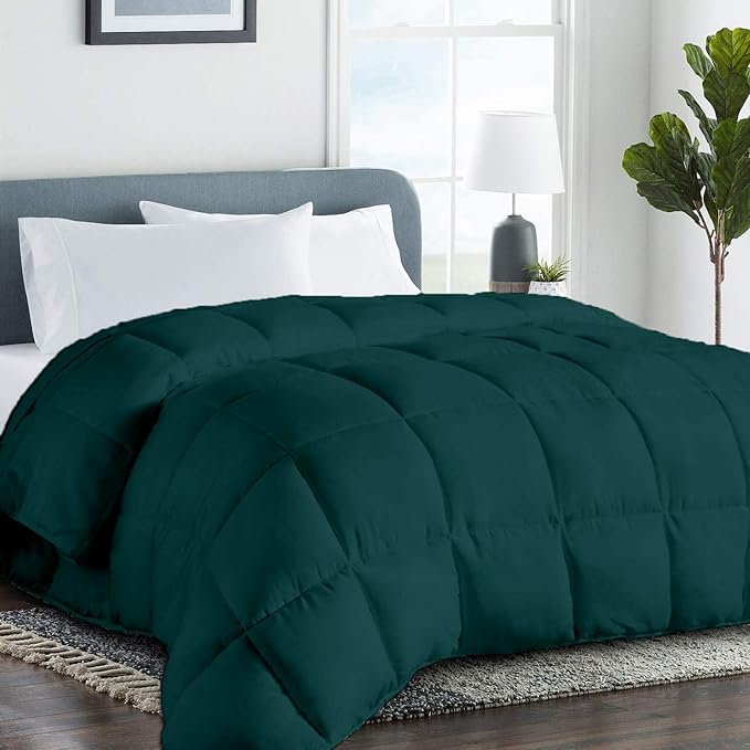 All Season Hypoallergenic Luxurious Down Alternative Cotton Comforter, Ultra-Soft 750 Fill-Power Oversized King Size Measures 136" x 120", Teal