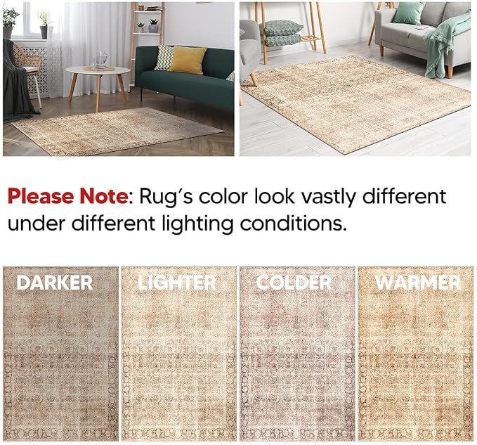 Keen Home Design 30"x84" Rug - Machine Washable Runner Rug with Non-Slip Backing, Ideal for Hallway, Entryway, Kitchen, Laundry Room - Vintage, Easy Clean, Durable, Low Pile - (2'6" x 7')