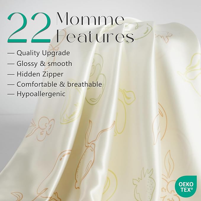 ZIMASILK 22 Momme Silk Pillowcase for Hair and Skin, 100% Mulberry Silk with Hidden Zipper, Grade 6A Luxury Pillow Case for Women, Soft & Durable, Gift Box (Queen 20"x30" Ivory - Fruit Line Art)