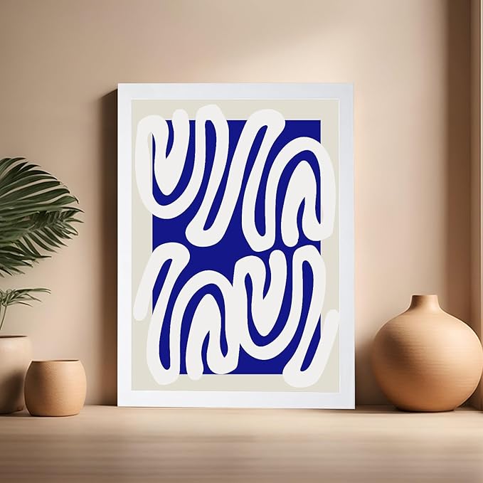 Monem Art Organic Shape Pattern Print - Modern Minimalist Abstract Poster - Wall Decor for Living Room, Bedroom or Office - 16x20 White Framed Wall Art by Rs Lab Studio