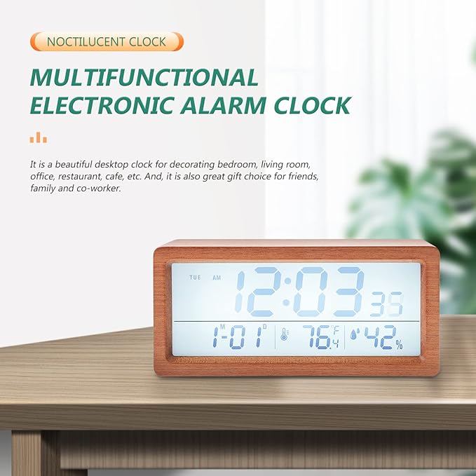 Clock Desk Led Retro Electronic Led Kid Luminous Wood