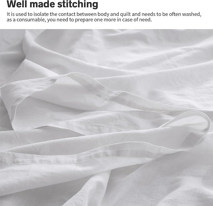 BISELINA Linen Sheet French Flax Flat Sheet Only 55% Euro Linen 45% Cotton Basic Style Solid Color Soft Breathable Farmhouse Top Sheet 1-Piece (California King, White)