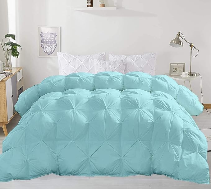 Hypoallergenic 1000-TC Pinch Pleated Down Alternative Comforter Grand King Size 106 x 106 Inches 1pc Comforter & 2 pcs Pillow Covers, 700 GSM & All Side Corner Tabs 100% Egyptian Cotton