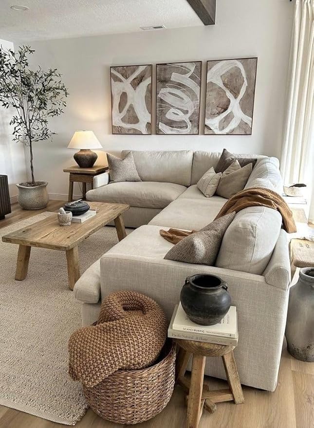S & L Homes Jute Cotton Hand Woven Natural Farmhouse Area Rug for Living Room - Rustic Vintage Bohemian Décor - (6' x 9' Natural)