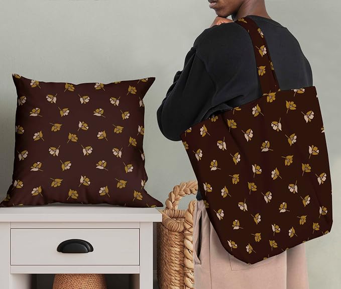 Soimoi Luxurious 58" Wide Brown - Floral Printed, Cotton Jersey Fabric - Perfect Material for Clothing, Home Decor, Craft Projects, 1 Yard