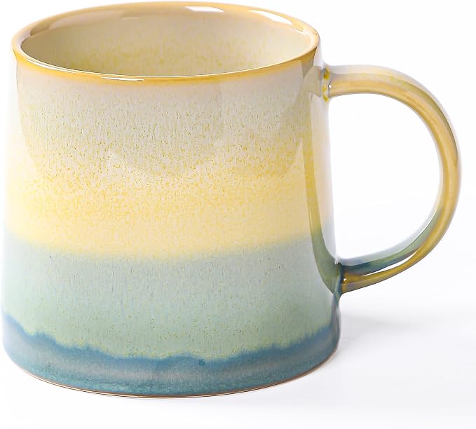 Large Ceramic Coffee Mugs, 20 oz Handmade Pottery Mug, Big Tea Cups with Handle for Office and Home, Dishwasher and Microwave Safe (Grayish Blue)