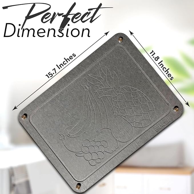 Stone Dish Drying Mat for Kitchen Counter, Absorbent Quick Drying with Non-Slip Feet - Heat Resistant ( 15.7 x 11.8 ) Diatomaceous Earth - Dark Gray