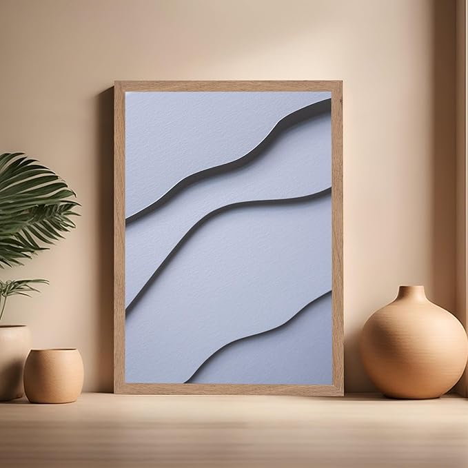 Monem Art Minimalist White Paper Waves Print - Abstract Scandinavian Texture Poster - Wall Decor for Living Room, Bedroom or Office - 16x20 Beige Framed Wall Art by Mareike Bohmer