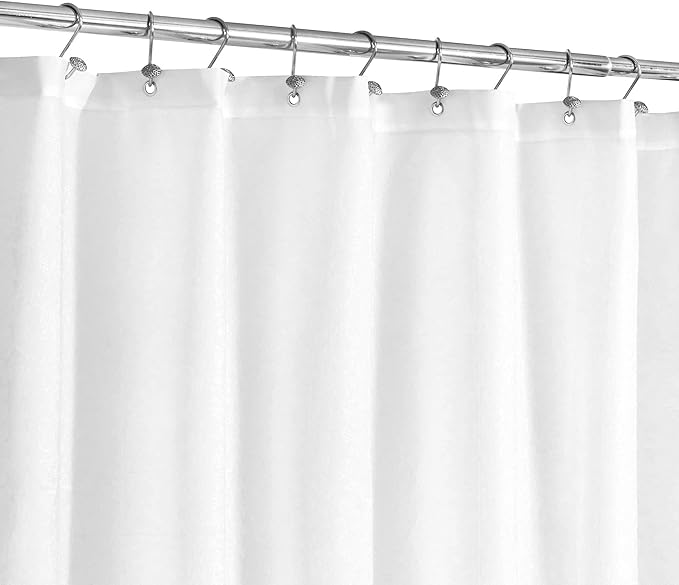 N&Y HOME Fabric Shower Curtain or Liner with Magnets - Soft Cloth Shower Liner with Hotel Quality, Machine Washable - White, 72x72 (Pack of 2)