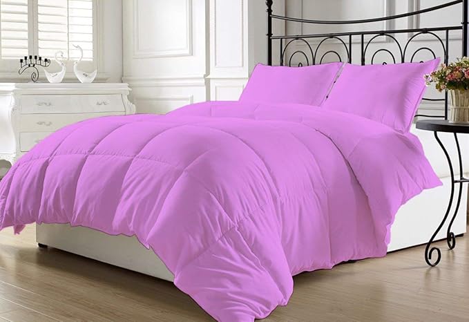 Luxurious and Hypoallergenic 600 Thread Count 1 Piece Down Alternative Comforter 100% Egyptian Cotton Solid (Twin/Twin XL, Lavender)