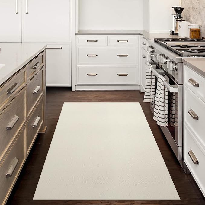 LEEVAN Washable Area Rug 4x6, Hand-Woven Cotton Living Room Rug, White Braided Bedroom Rugs, Farmhouse Indoor/Outdoor Floor Carpet for Patio, Nursery, Office, Playroom, Dining Room